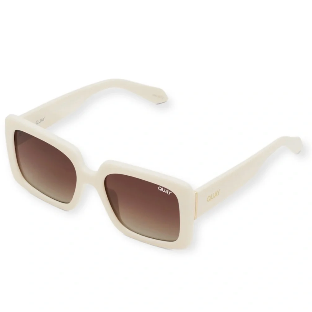 QUAY Total Vibe Sunglasses Polarized White Frame Brown Gradient Lens Unisex NWT